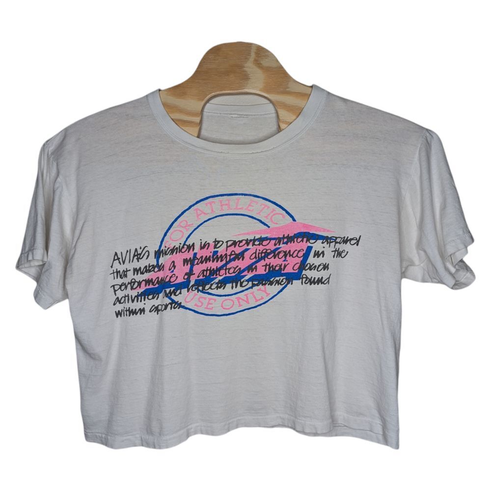 Vintage‎ 80s AVIA Crop Top Shirt Womens XL 26x21 For Athletic Use Only Baggy USA